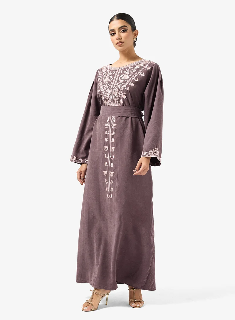 hayas closet  Embroidered Belted Jalabiya for Women | Best Price UAE